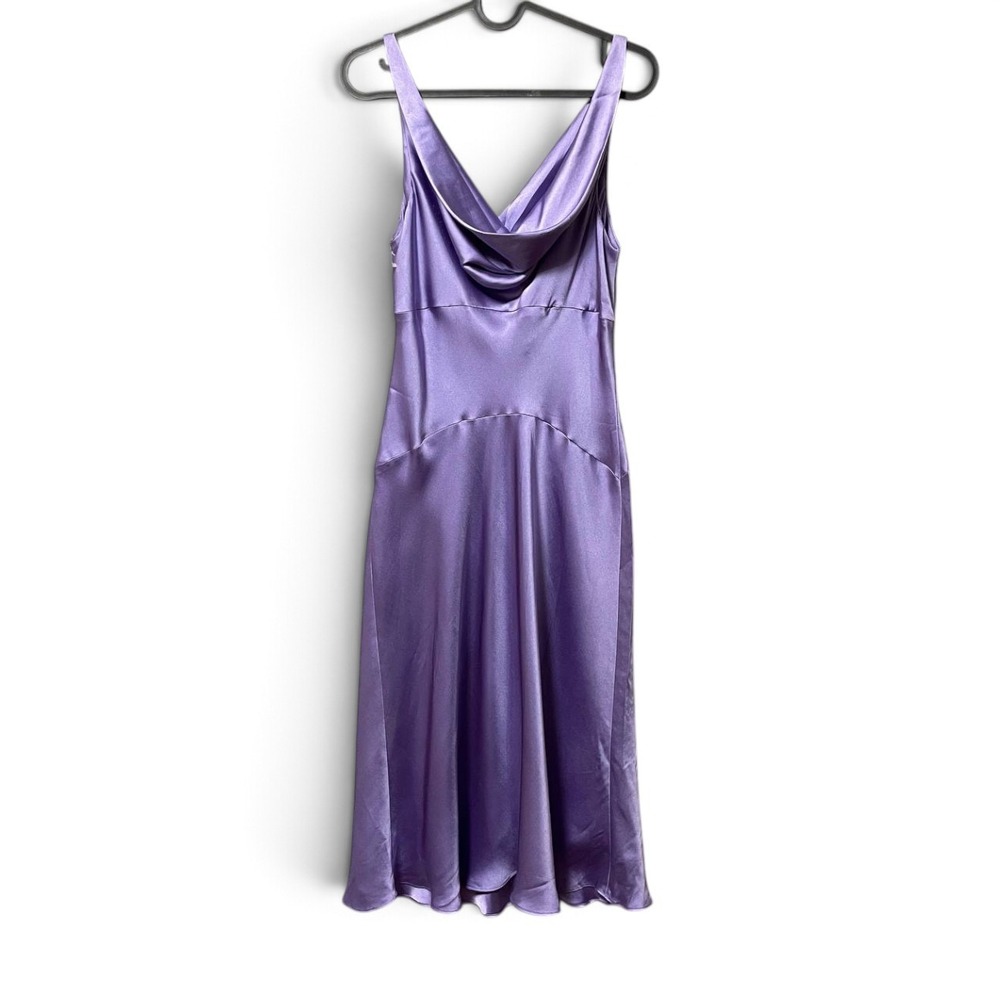 Jones New York NWT 100% Silk Lilac Cowl Neck Slip Dress 14 Y2K